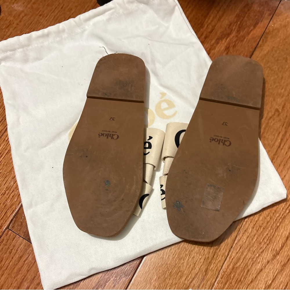 Chloé Flat Logo Strap Leather Sandals 37 - Picture 3 of 3